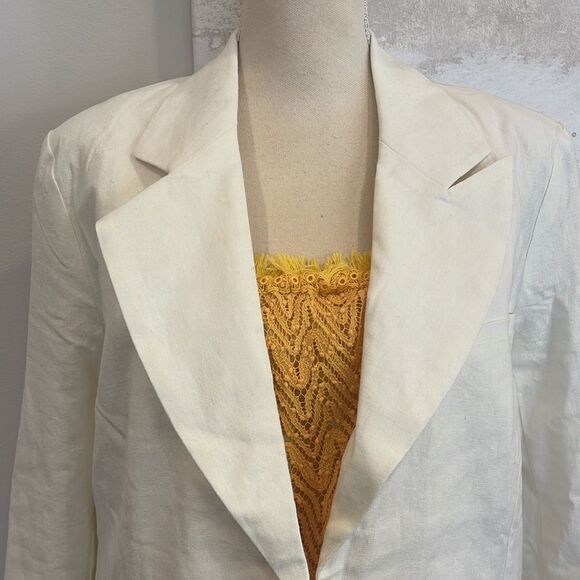 Free People Linen Cream/White Blazer - Picture 2 of 9